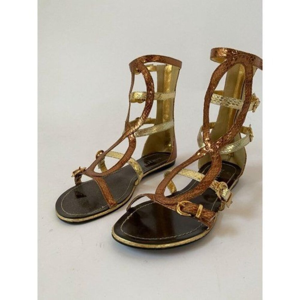 Shoe Sale! Copper and Gold Tall Sandals by Bumper Size 7.5
